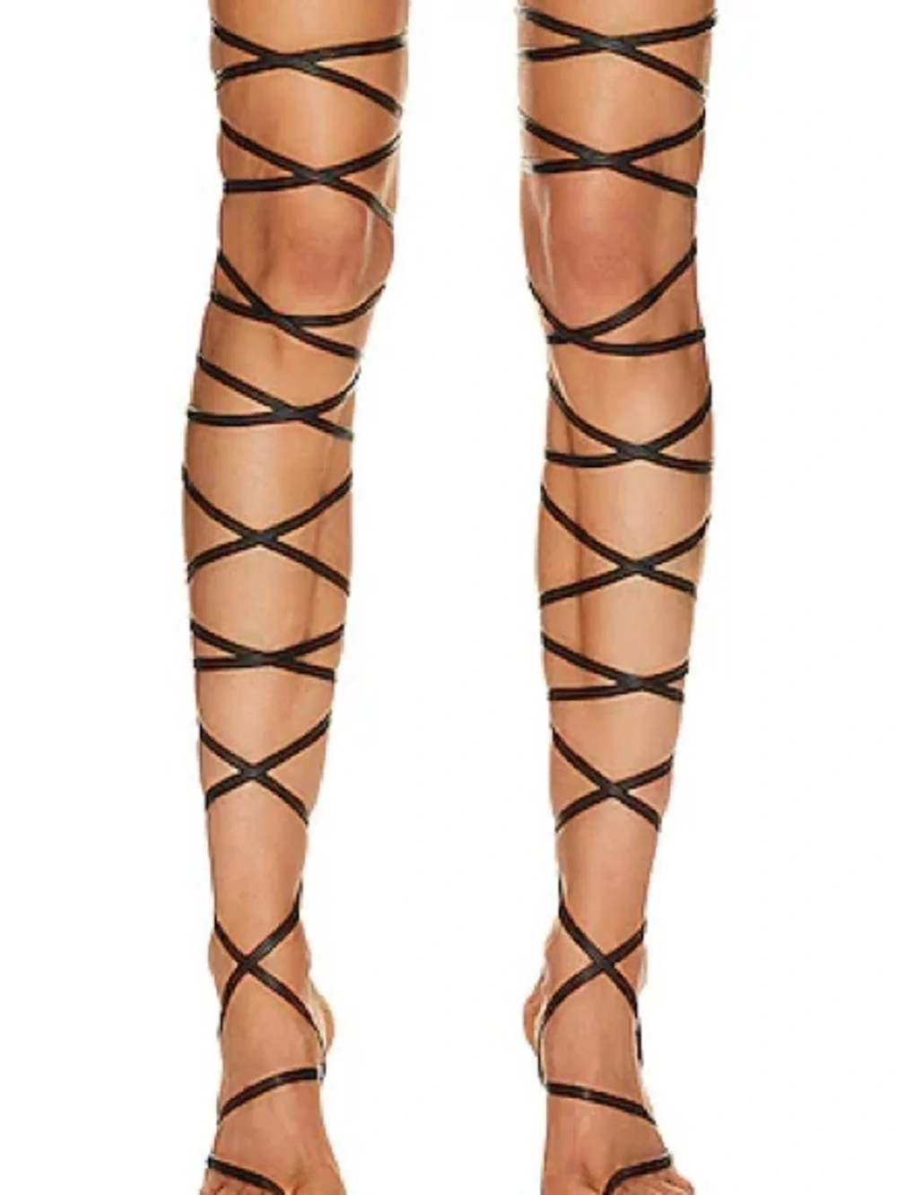 RAYE Black Lace-Up Toe-Loop Heel Sandals